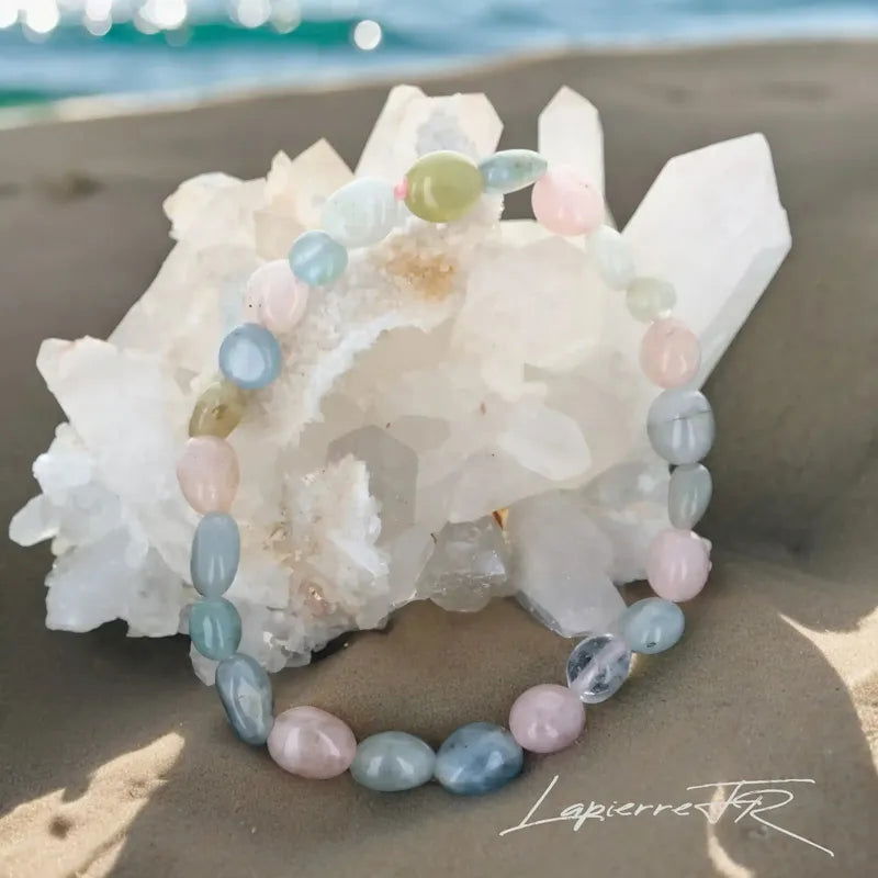 Bracelet pierre roulée en Morganite - La Pierre FR