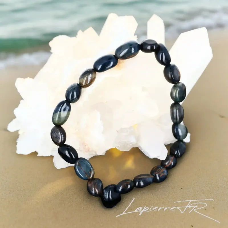 Bracelet Œil de Faucon en pierre roulée