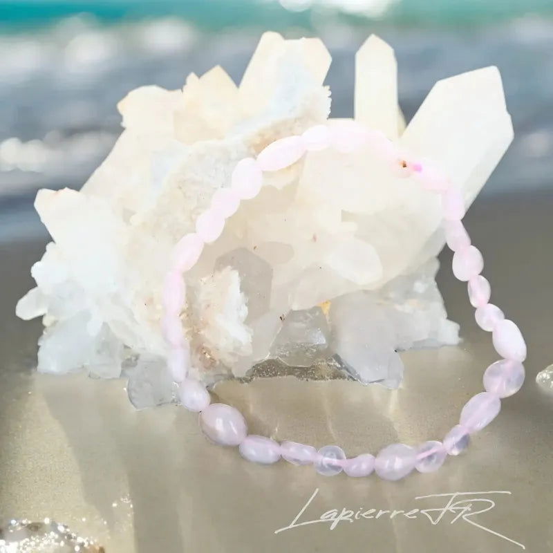 Bracelet Quartz Rose en Pierres Roulées