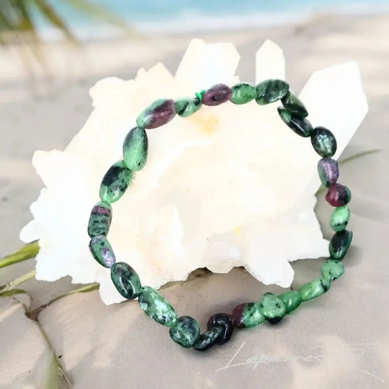 Bracelet Rubis Zoïsite en pierre roulée