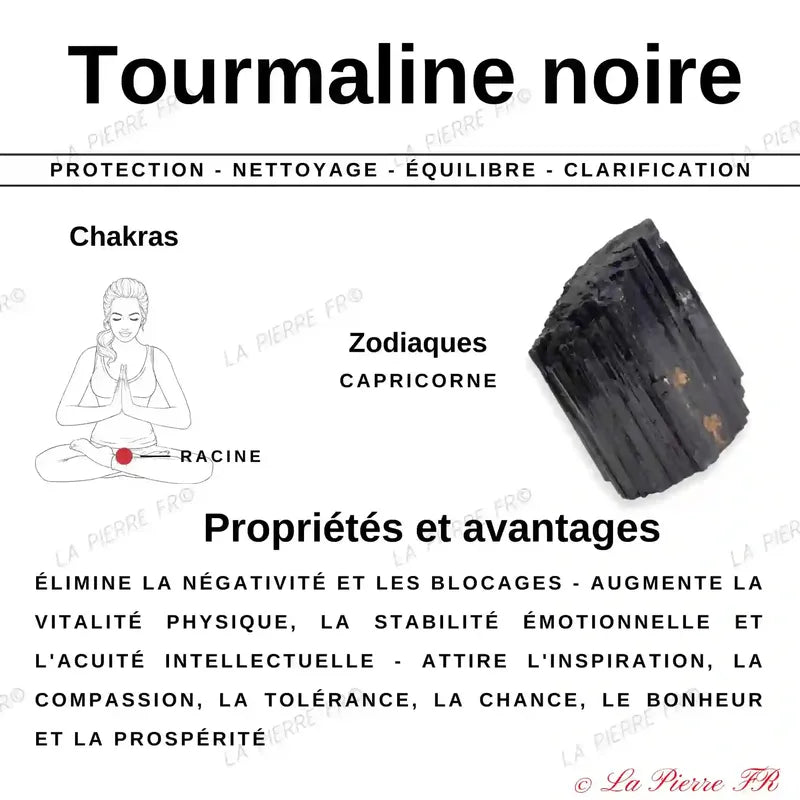 Bracelet pierre roulée en Tourmaline Noire - La Pierre FR