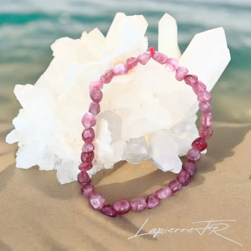 Bracelet Tourmaline Rose en pierre roulée