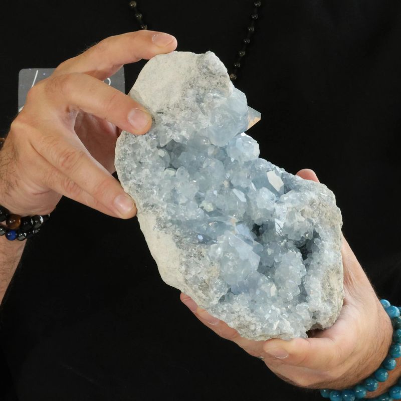 Bloc de Célestine bleue de 3,4 kg, minéral de collection de Madagascar en pierre naturelle