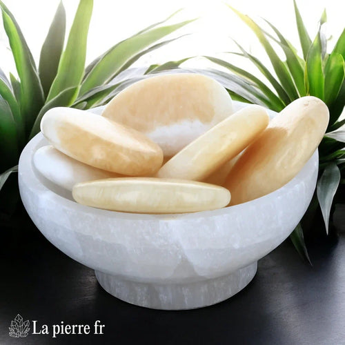 Galet Plat Calcite Orange Naturelle
