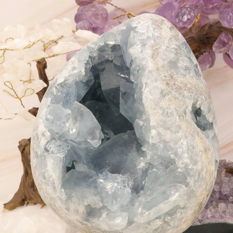 Célestite bleue de Madagascar de 3,536 kg, géode de cristaux naturels bleu ciel, pièce de collection