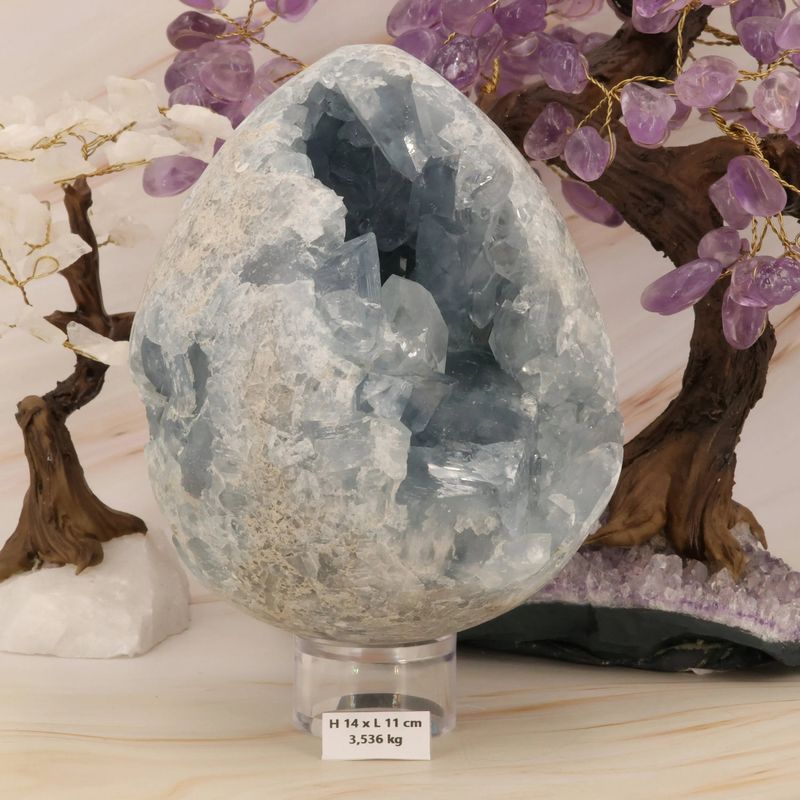 Bloc de Célestite bleue de 3,536 kg, minéral de collection de Madagascar en pierre naturelle