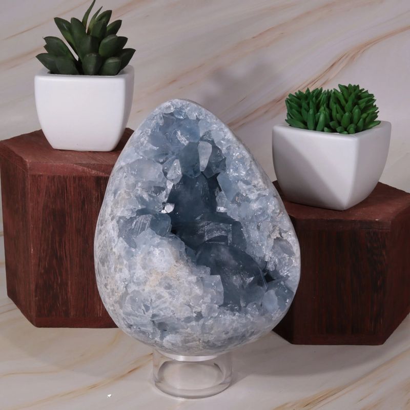 Célestite bleue de Madagascar de 1,934 kg, géode de cristaux naturels bleu ciel, pièce de collection