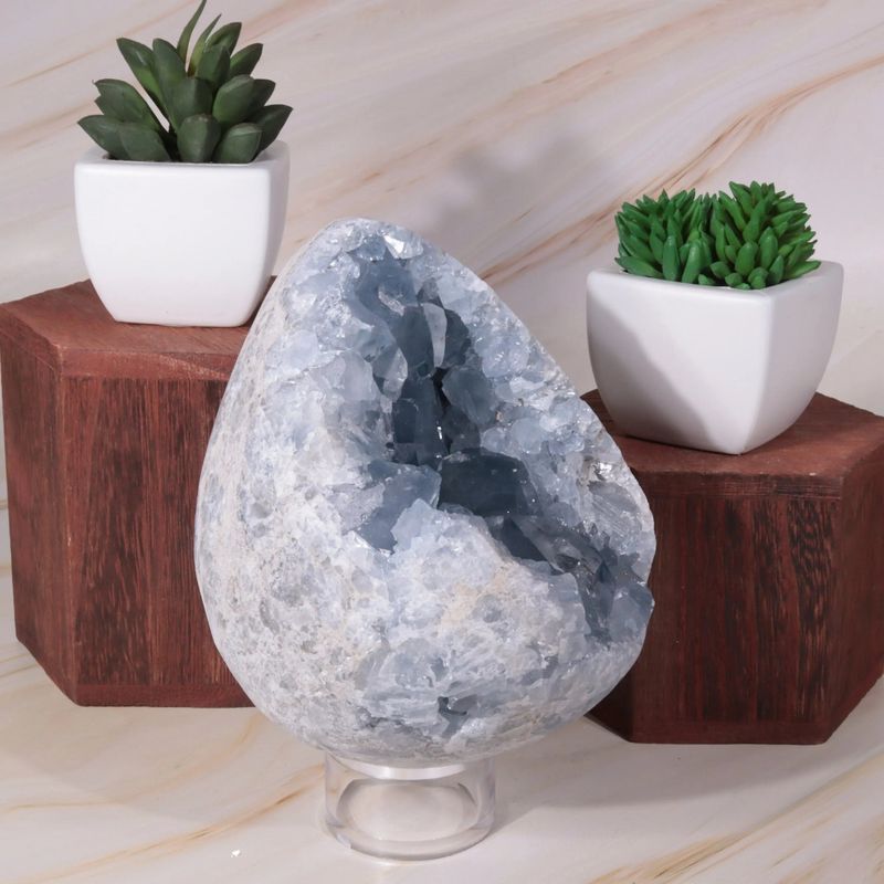 Bloc de Célestite bleue naturelle de 1,934 kg, géode minérale de Madagascar pour intérieur