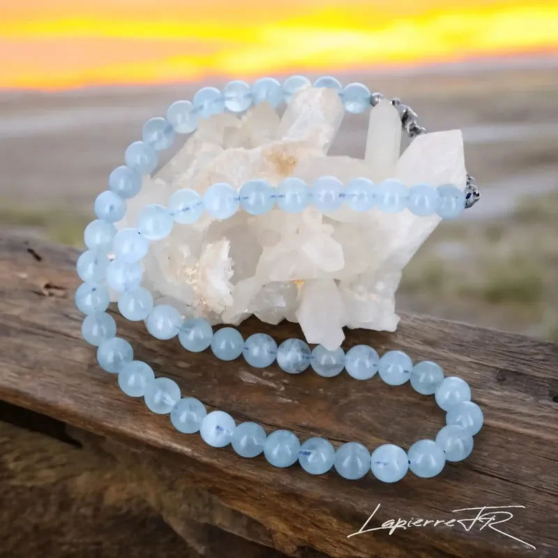 Collier pierre naturelle Aigue-Marine – Bijou lithothérapie femme