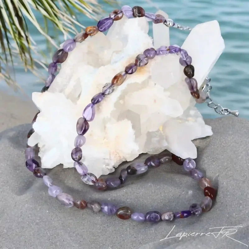 Collier pierres naturelle en Cacoxénite "Super Seven" - La Pierre FR