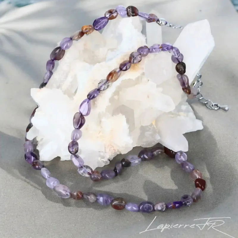 Collier pierres naturelle en Cacoxénite "Super Seven" - La Pierre FR