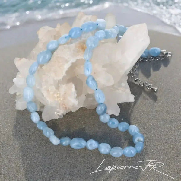 Collier pierres naturelles en Aigue Marine - La Pierre FR