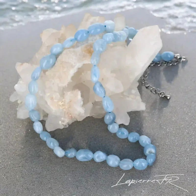 Collier pierres naturelles en Aigue Marine - La Pierre FR