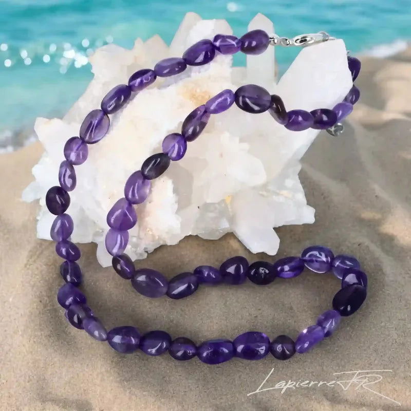 Collier pierres naturelles en Améthyste - La Pierre FR
