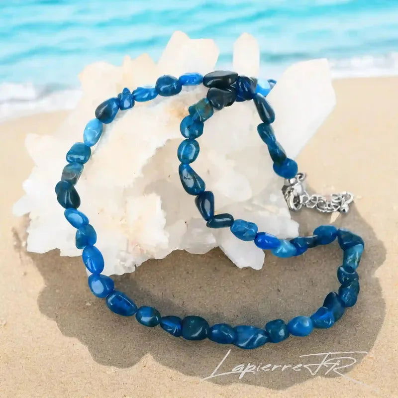 Collier pierres naturelles en Apatite bleue - La Pierre FR