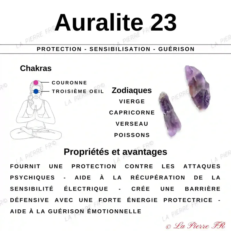 Collier en pierres roulées d'Auralite 23 porté, pierre naturelle violette pour femme et homme