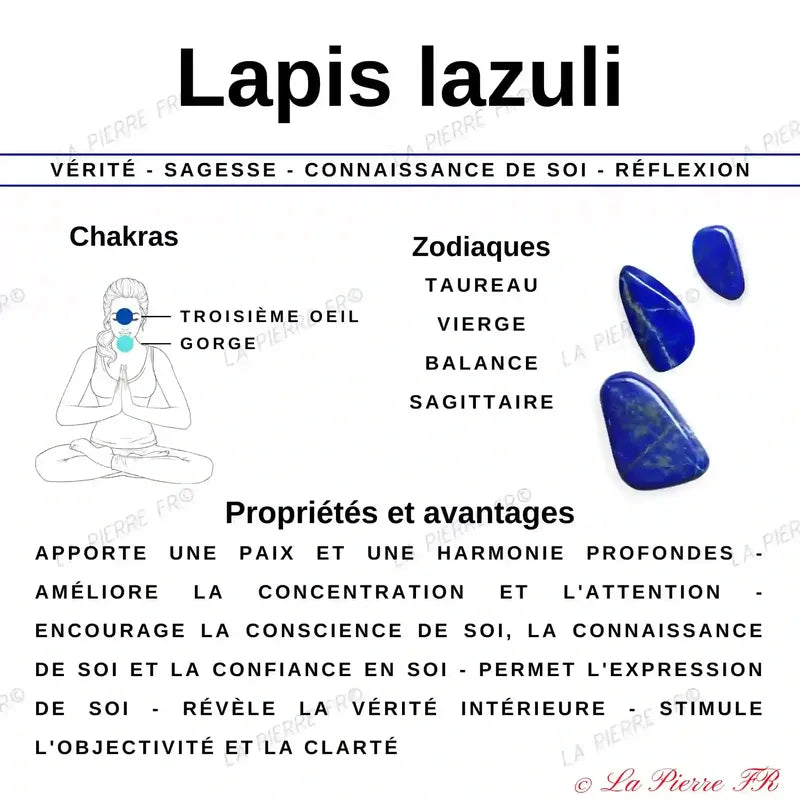 Collier en pierres roulées de Lapis Lazuli porté, pierre naturelle bleu profond pour femme et homme