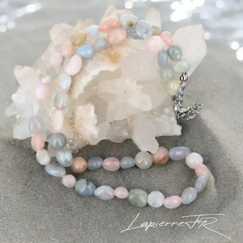Collier pierres naturelles en Morganite - La Pierre FR
