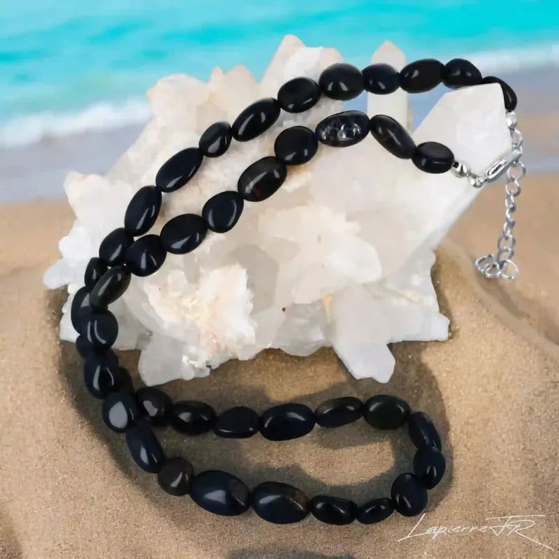Collier pierres roulées Œil de Faucon naturel – Vision & Discernement