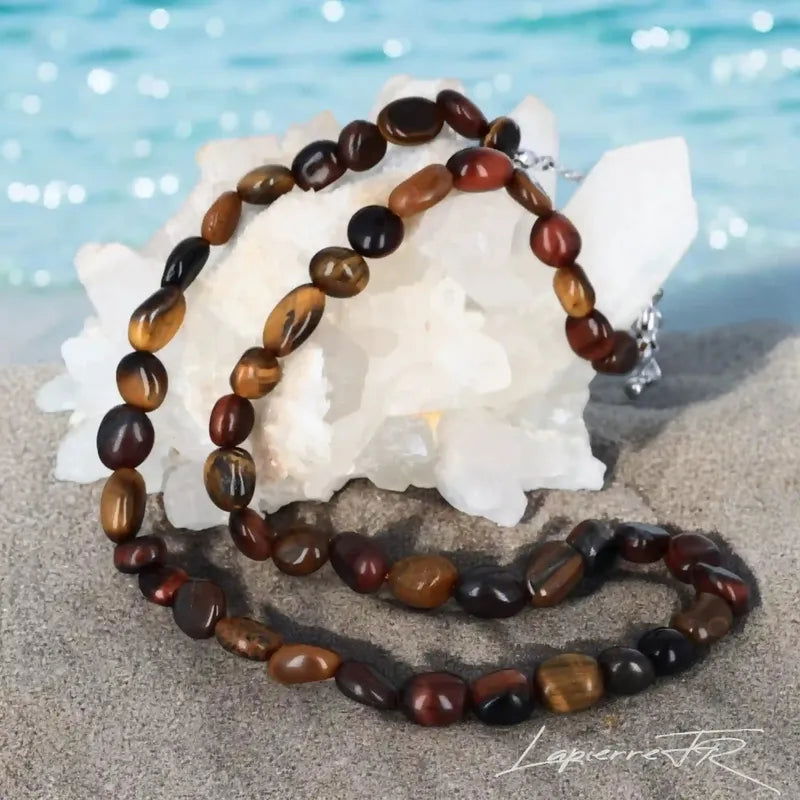 Collier pierres naturelles en Œil de Tigre multi - La Pierre FR