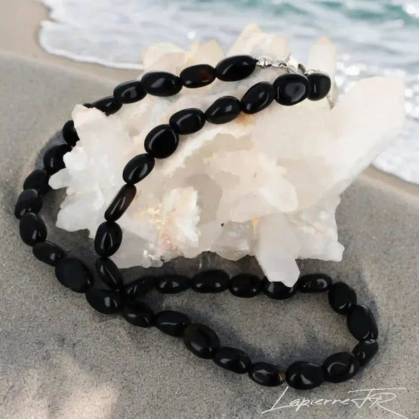Collier pierres naturelles en Onyx noir - La Pierre FR