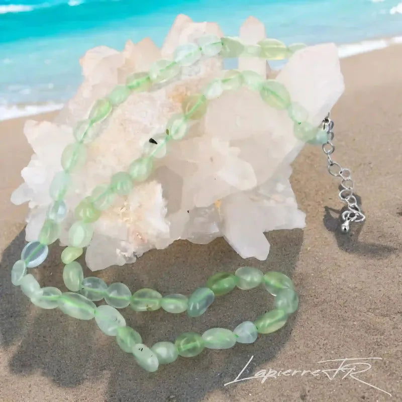 Collier pierres roulées Préhnite naturelle – Sérénité & Apaisement
