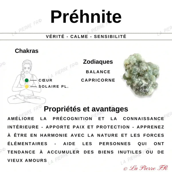 vertus du collier pierres naturelles en Prehnite 