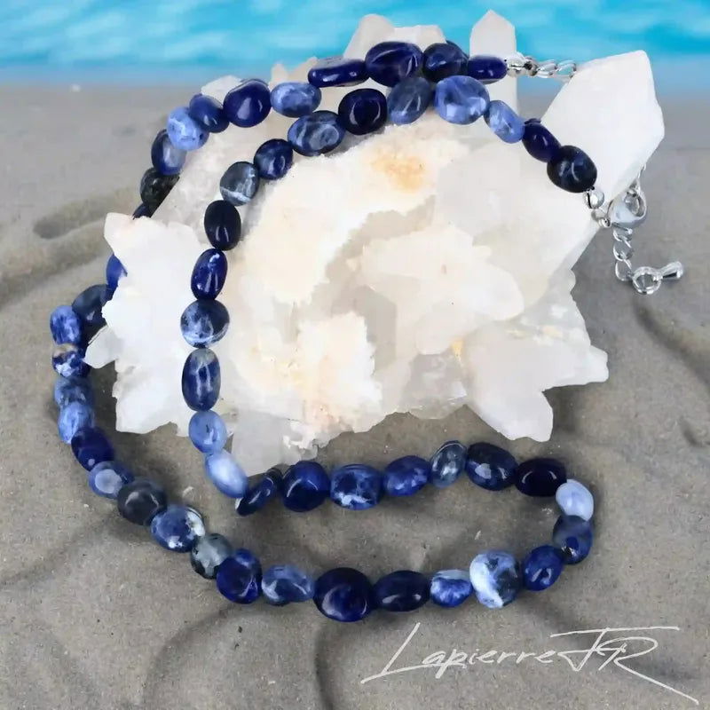 Collier pierres naturelles en Sodalite - La Pierre FR