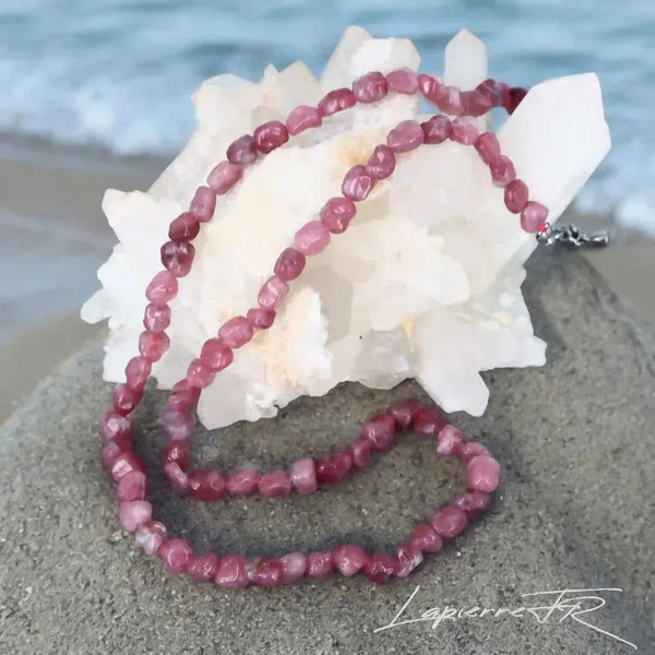 Collier pierres naturelles en Tourmaline rose - La Pierre FR
