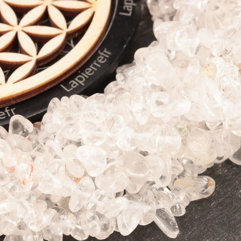 Perles Cristal de Roche en pierre naturelle baroque sur fil de 36 cm pour la création de bijoux