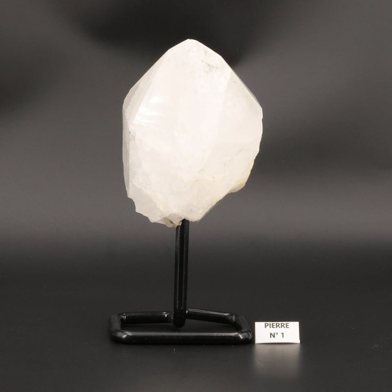 Cristal de Roche du Brésil sur socle, quartz transparent naturel, pièce décorative de collection