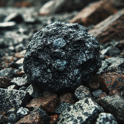 Pierre de Gabbro brute montrant sa texture mouchetée de noir et de gris