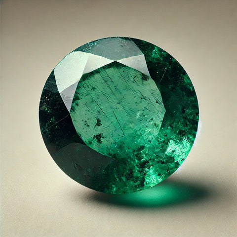 Émeraude brute montrant sa couleur verte intense et ses inclusions naturelles