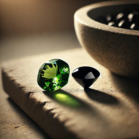 Péridot et Spinelle Noir, pierres de naissance d'Août