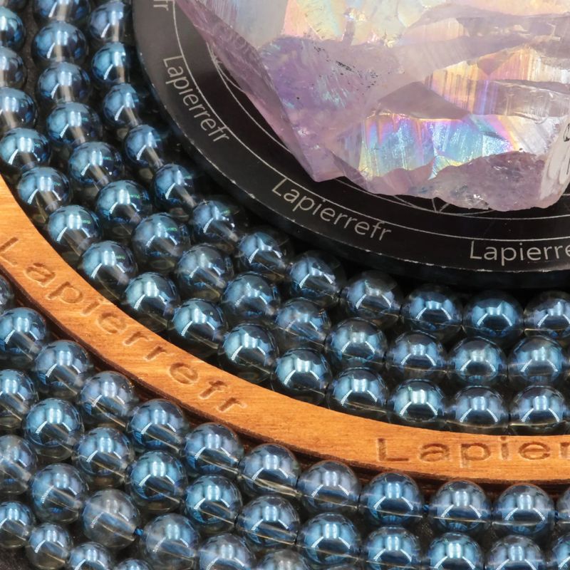 Fil de perles Aqua Aura bleu ronde 6mm 8mm | Perle pierre naturelle ronde et lisse | Gemmes - La Pierre FR