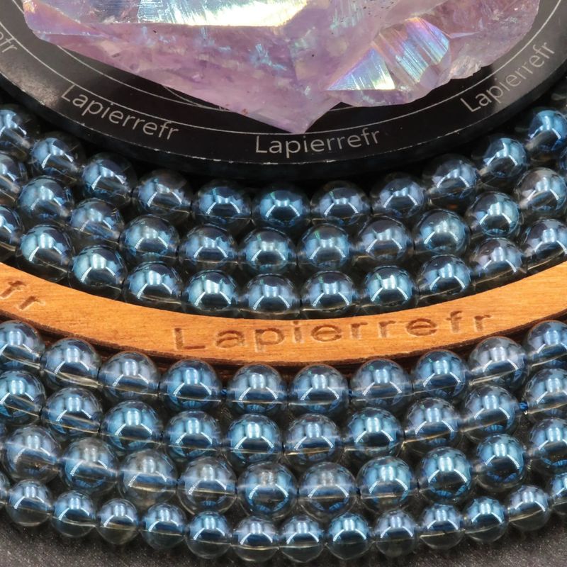 Fil de perles Aqua Aura bleu ronde 6mm 8mm | Perle pierre naturelle ronde et lisse | Gemmes - La Pierre FR