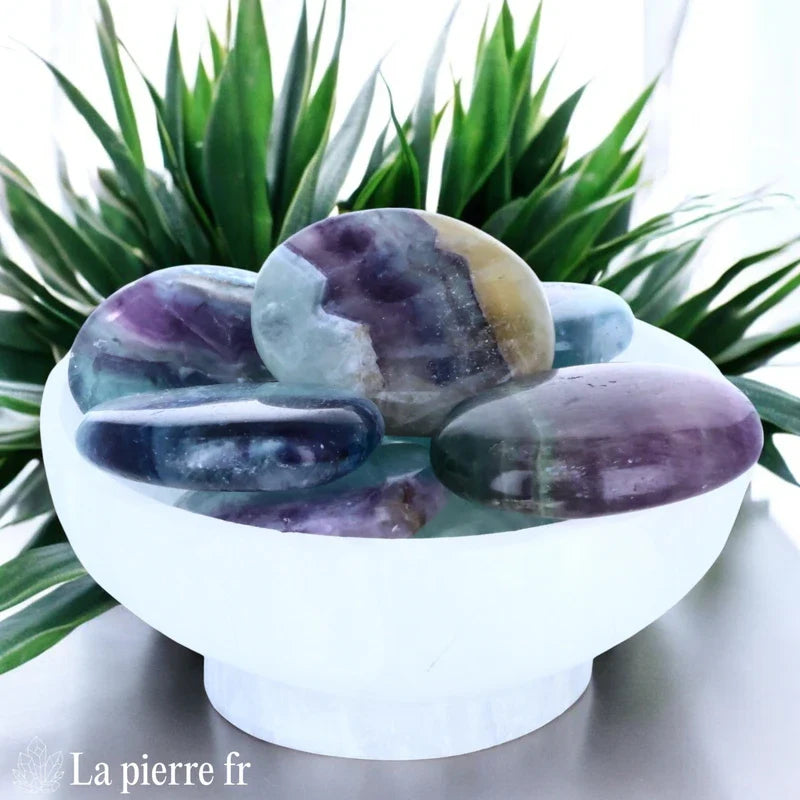 Fluorine Multicolore en galet plat - Pierre Énergie et Liberté