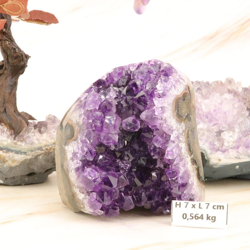 Géode d'Améthyste d'Uruguay 564 g — Mini Druse Cubique pour Chevet