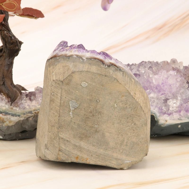 Druse d'Améthyste d'Uruguay compacte, pierre naturelle violette pour table de chevet