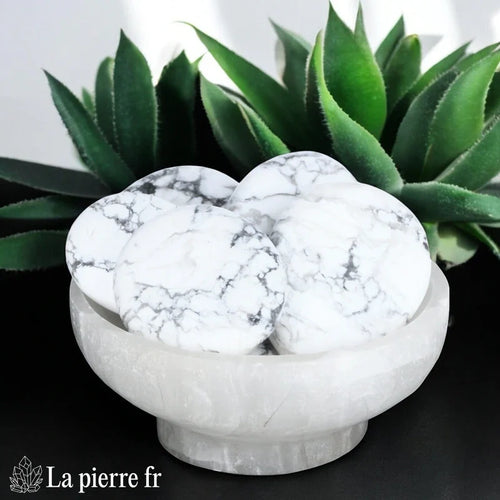 Galet Howlite Blanche, Pierre Plate Polie de Poche 4 cm