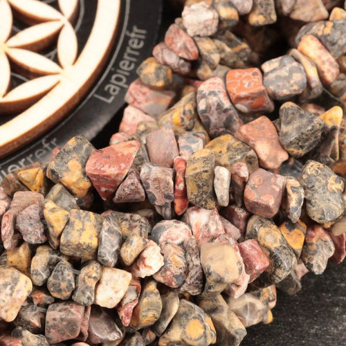 Perles Jaspe Léopard en pierre naturelle baroque sur fil de 36 cm pour la création de bijoux