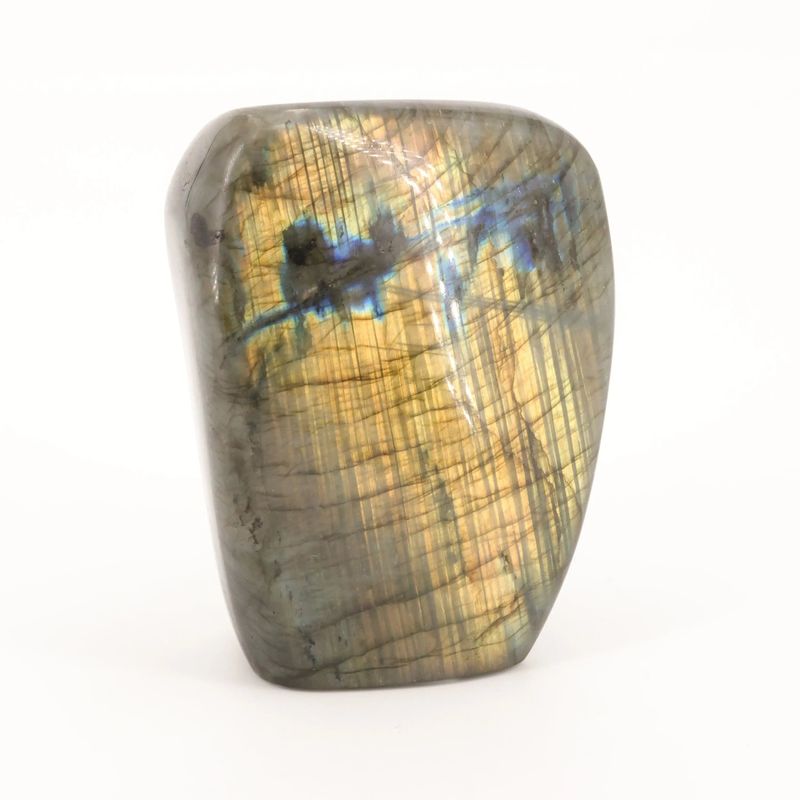 Bloc de Labradorite de Madagascar de 1 kg, pierre naturelle aux reflets bleu-vert chatoyants