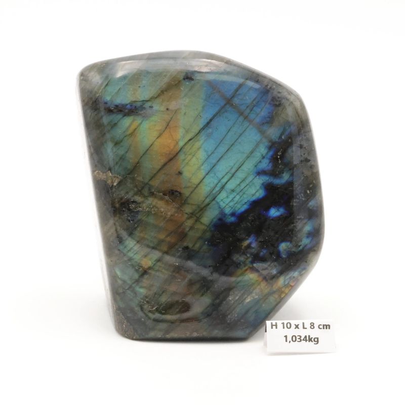 Labradorite 1,076Kg de Madagascar | Bloc de pierre naturelle à poser de forme libre toute polie | Minéraux | Lithothérapie