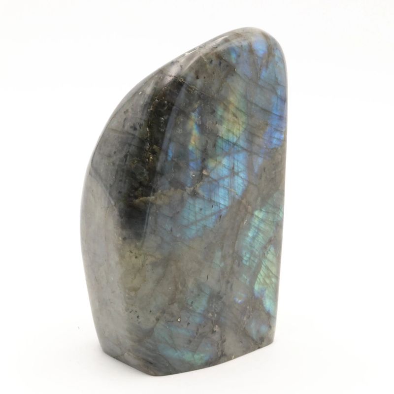 Bloc de Labradorite de Madagascar de 1,084 kg, pierre naturelle aux reflets bleus chatoyants