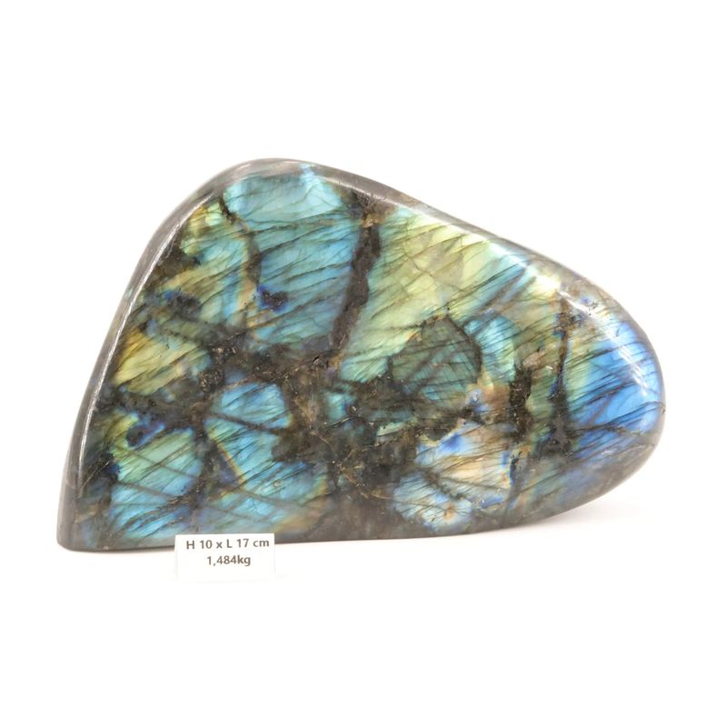 Labradorite 1,484 Kg de Madagascar | Bloc de pierre naturelle à poser de forme libre toute polie | Minéraux | Lithothérapie