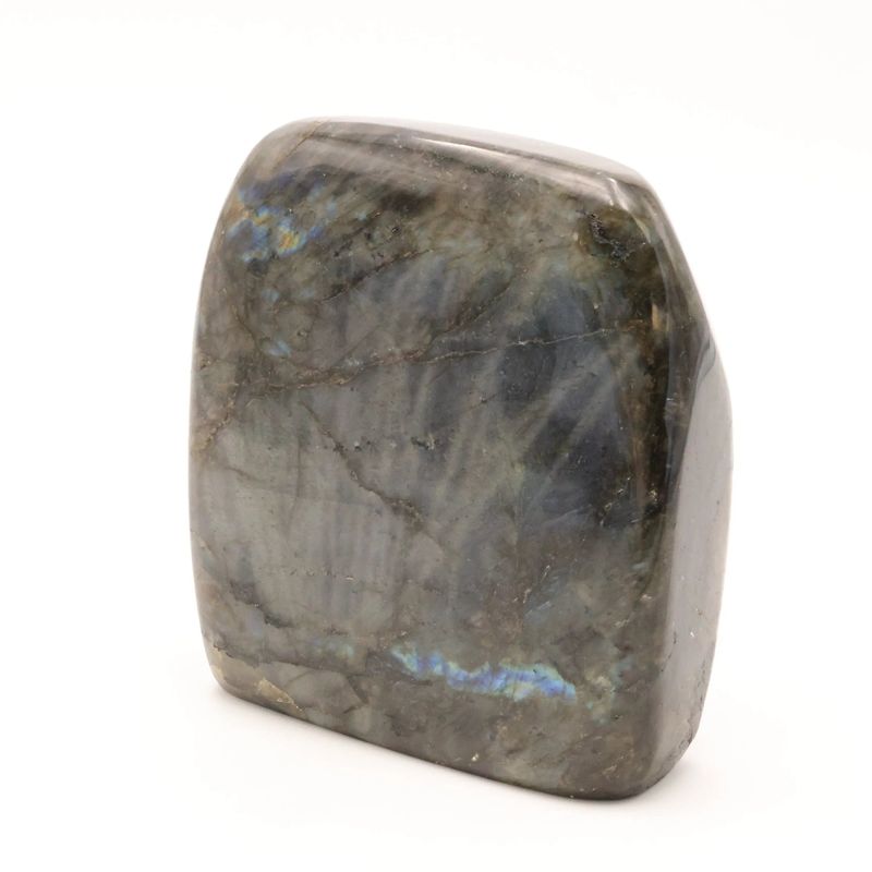Bloc de Labradorite de Madagascar de 2,130 kg, pierre naturelle aux reflets bleus chatoyants