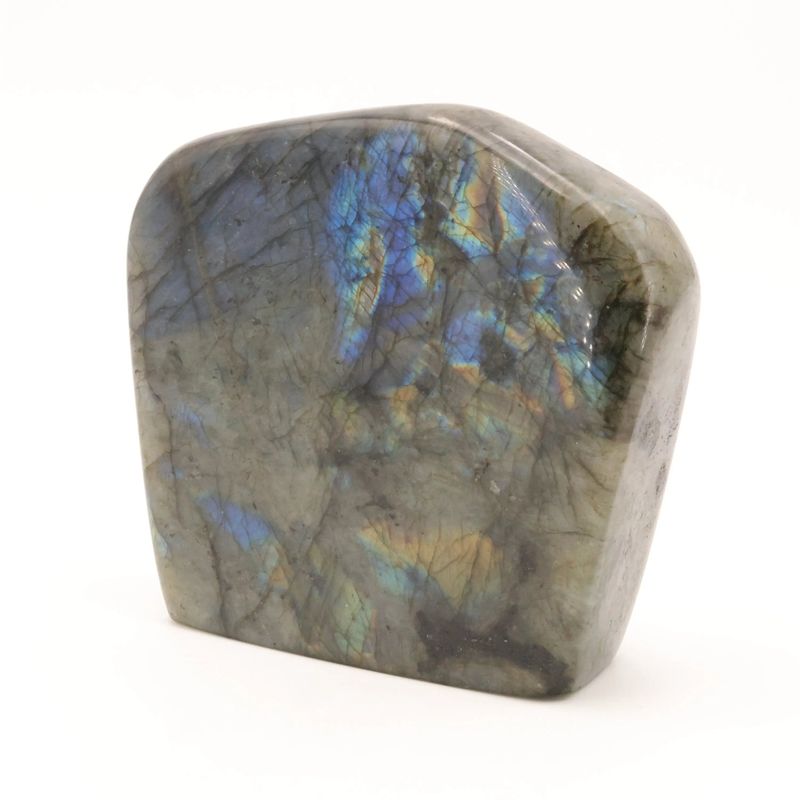 Bloc de Labradorite de Madagascar de 2,149 kg, pierre naturelle aux reflets bleus chatoyants