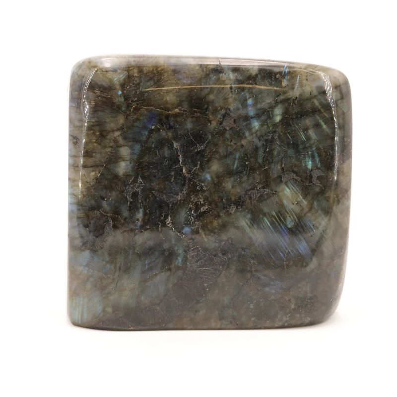 Bloc de Labradorite de Madagascar de 2,254 kg, pierre naturelle aux reflets bleu-vert chatoyants