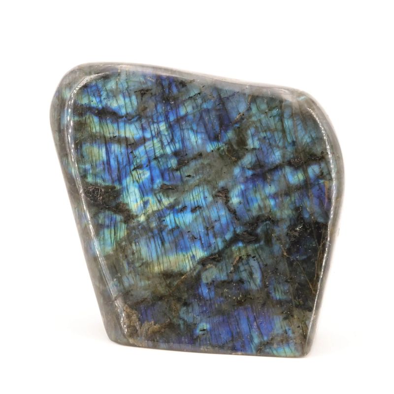 Bloc de Labradorite de Madagascar de 2,308 kg, pierre naturelle aux reflets bleus chatoyants