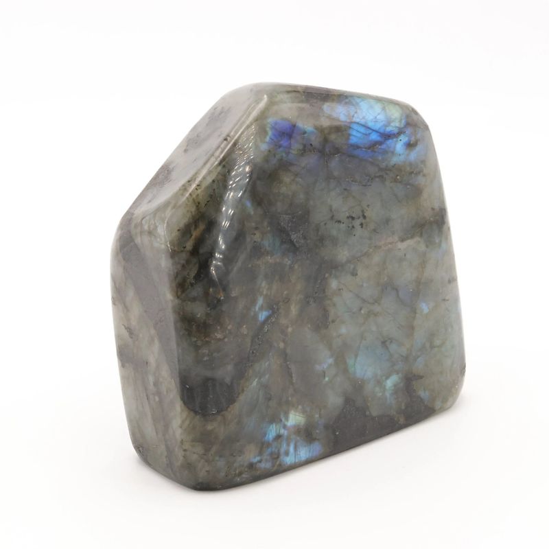 Bloc de Labradorite de Madagascar de 2,553 kg, pierre naturelle aux reflets bleu-vert chatoyants